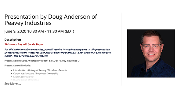 Join Us Next Tuesday for Presentation by Doug Anderson of Peavey Industries