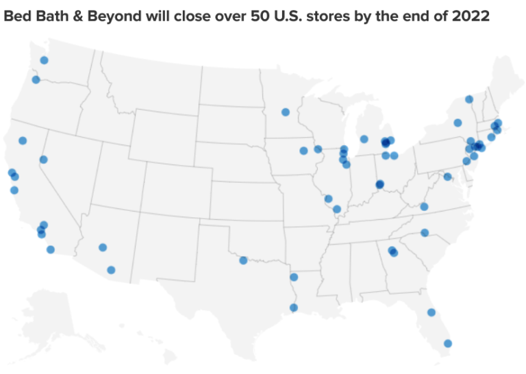 Bed Bath & Beyond announces locations of its first wave of closures
